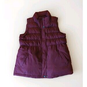 J Jill Puffer Vest Womens Medium Maroon Down Pockets Outdoor